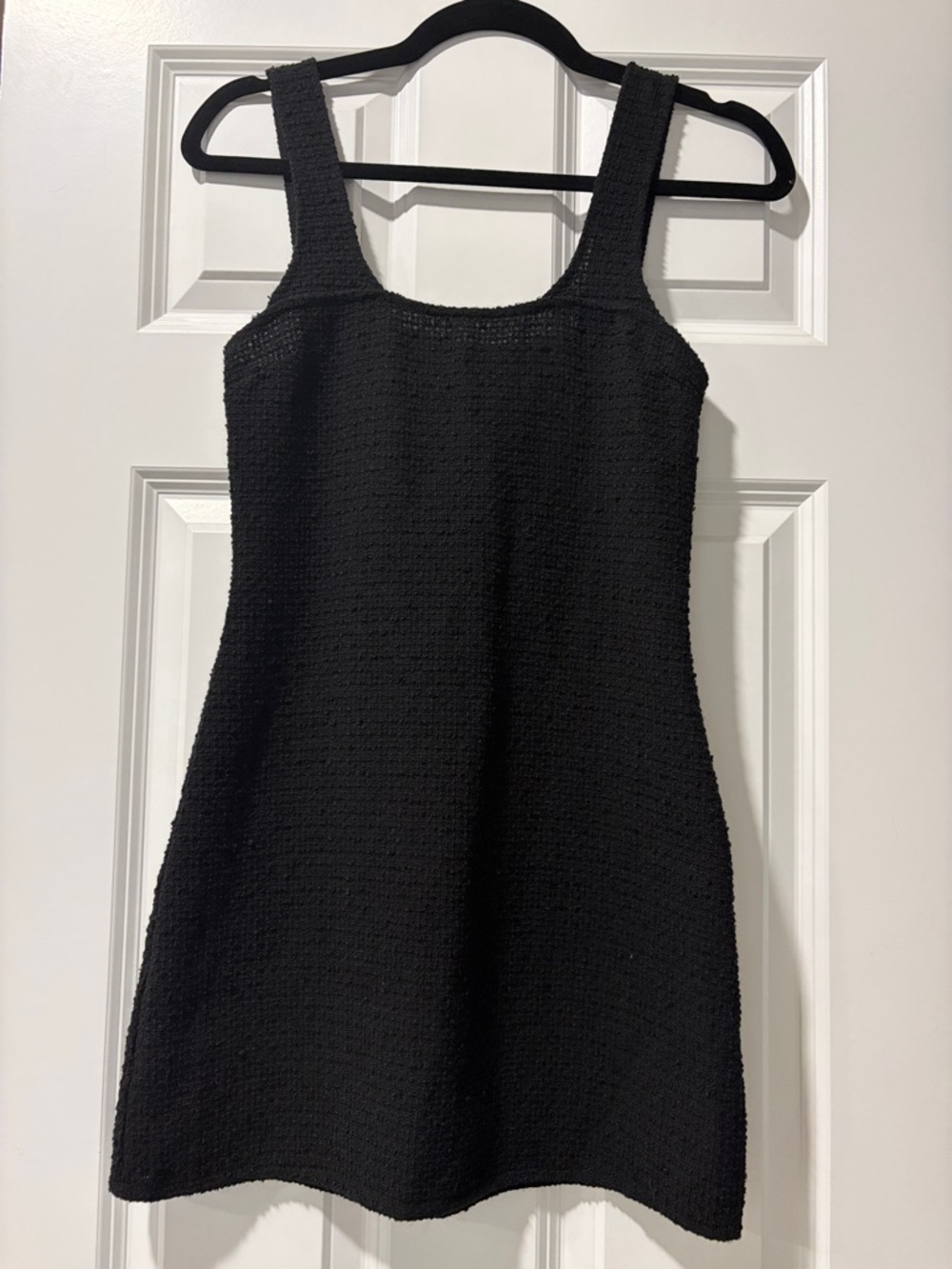 H&M Black Textured Sleeveless Mini Dress